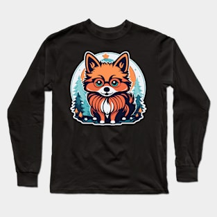 Pomeranian Christmas Illustration Long Sleeve T-Shirt